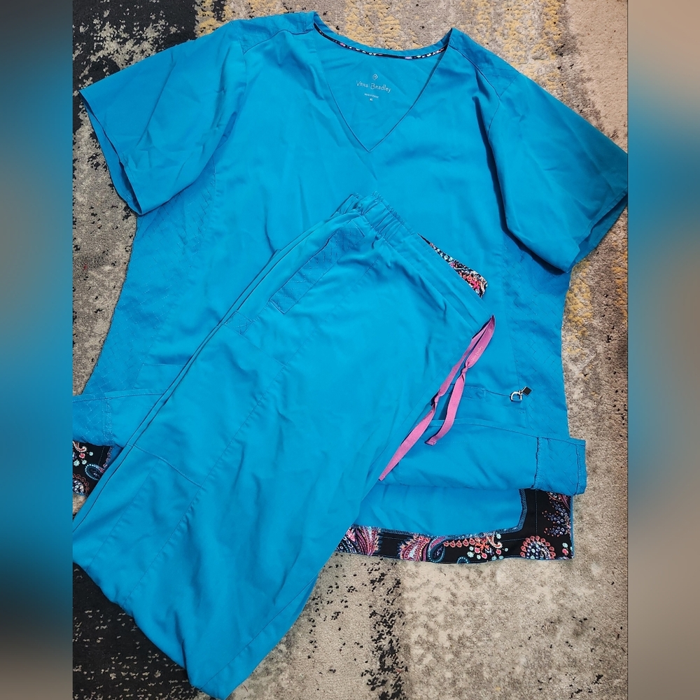 Vera Bradley Teal Top with Floral Trim